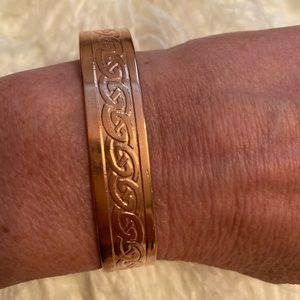 BRACELET CUFF COPPER ETCHED LINKS DESIGN THERAPY JEWELRY